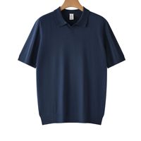 T-shirt en maille col en V à manches courtes, style américain vintage, décontracté, coupe ample pour homme, couleur unie, respirant