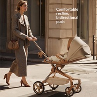 Poussette bébé Delamao High-View à quatre roues, mousse PU légère, pliage à une main, cadre en alliage d'aluminium, capacité de charge de 22 kg