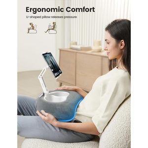 ที่วางแท็บเล็ตแบบนุ่มฟู สีเทา น้ำหนักเบา รุ่น STPT01 พร้อมช่องใส่อาหารเกรดอาหาร ปรับได้ ใช้ได้กับ Kindle iPad ใช้เป็นโต๊ะวางบนตัก - Product Image 6