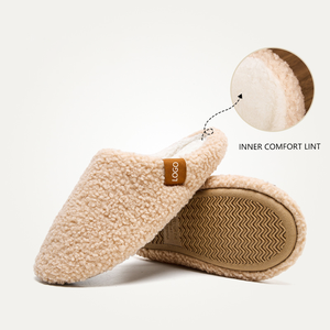 Pantofole Grandi Antiscivolo Ecologiche in Finta Pelle di Pecora <span class=keywords><strong>con</strong></span> Schiuma Memory ad Alta Elasticità per Uso Domestico Invernale - Product Image 4