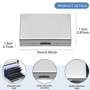 Portefeuilles porte-cartes RFID pour femmes et hommes, <span class=keywords><strong>protecteur</strong></span> mince <span class=keywords><strong>de</strong></span> 10 cartes <span class=keywords><strong>de</strong></span> crédit en acier inoxydable pour tenir la <span class=keywords><strong>carte</strong></span> <span class=keywords><strong>de</strong></span> débit ATM - Product Image 4