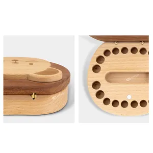 Wincent High Quality Hot Selling Natural Wood Crafts Boys Girls Gifts Baby First Tooth Lanugo Saver Kids Teeth Wooden Box