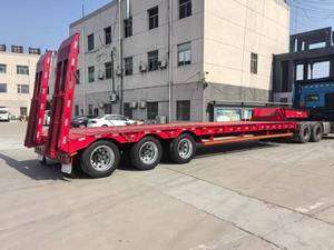 重型 3 轴 4 轴鹅颈低床拖车 50-60 吨低床半挂车，带液压坡道，用于运输推土机和挖掘机 - Product Image 2