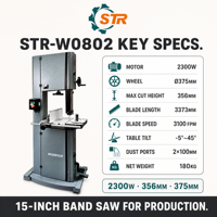 STR W0802 15 pouces en fonte même qualité que Jet scie à ruban à bois Machine scie à ruban à bois scie à ruban