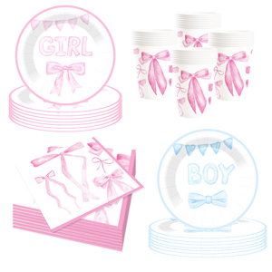DAMAI - Vajilla Personalizada para Fiestas de Revelación de Género, Artículos para Baby Shower, Platos Desechables Impresos Personalizados, Juego de Vajilla de Papel para Fiestas - Product Image 5