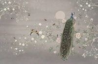 Papier peint mural auto-adhésif 3D imperméable en soie, motif floral de paon, style chinoiserie, pour salon, chambre à coucher, décoration murale de la maison