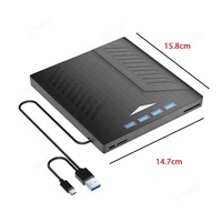 7-in1 Breathing Light External Optical Drive,CD DVD Burner,CD/DVD +/-RW Reader with SD TF Card Slots USB3.0 Type C