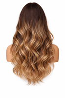 Perruque en cheveux humains avec mèches blondes et brunes, 13x4, lace frontale, ondulée, pré-épilée, sans colle