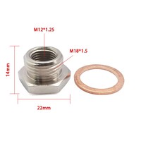 Adaptor Filter Bahan Bakar Universal M18*1.5 Ke M12*1.25 Sambungan Berulir Baja Tahan Karat Mesin CNC Presisi Tinggi dengan Gasket Tembaga