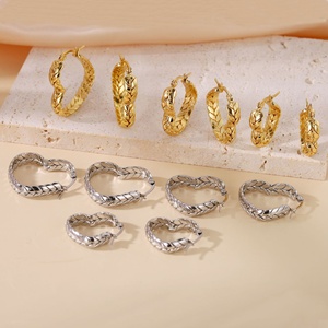Pendientes de Acero Inoxidable con Diseño de <span class=keywords><strong>Trigo</strong></span>, Estilo Europeo Americano, Elegantes, de Lujo Discreto, Pequeños, Ovalados, Moda Francesa, Populares en Internet, Tipo Aro - Product Image 3