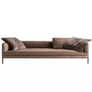 Sofá Italiano Minimalista de Cuero Genuino, Lujo Ligero, Estilo Nórdico Moderno y Sencillo, Juego de Sala de Estar, Sofá para Apartamentos Pequeños, Venta al Por Mayor - Product Image 1