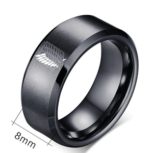 Anime Attack on Titan anello in acciaio inossidabile nero argento <span class=keywords><strong>ali</strong></span> <span class=keywords><strong>della</strong></span> libertà bandiera anelli per uomo donna gioielli fan regali - Product Image 2