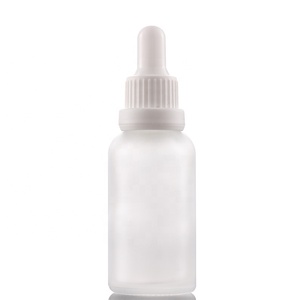 Quảng Châu Bán Buôn <span class=keywords><strong>30</strong></span> <span class=keywords><strong>Ml</strong></span> Rỗng Trong Suốt Frosted Glass <span class=keywords><strong>Dropper</strong></span> Tinh Dầu Chai Với Màu Trắng <span class=keywords><strong>Dropper</strong></span> Nắp Cao Su - Product Image 1
