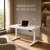 Bureau Informatique Ergonomique Blanc Électrique Pliable en Métal, Réglable en Hauteur, avec Trou pour Câbles et Tiroir, Idéal pour Chambre et Bureau