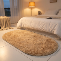 Alfombra Moderna de Pelo de Poliéster Ovalada de Color Sólido, Alfombra Afelpada para Sala de Estar, Dormitorio, Junto a la Cama, Lavable a Máquina