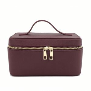 Estuche Organizador de Cosméticos de Viaje Impermeable de Cuero Genuino con Doble Cremallera, Caja de Almacenamiento de Artículos de Aseo de Gran Capacidad para Mujer - Product Image 1