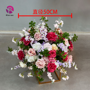 Centrotavola Floreale Decorativo per <span class=keywords><strong>Matrimoni</strong></span>, Sfere di Fiori Rosa Acceso, Bianco, Avorio, Verde e Viola - Product Image 6