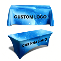 Nappe personnalisée imprimée en couleur, en polyester, pour extérieur, avec jupe de table, idéale pour salons professionnels et outil publicitaire pour la maison