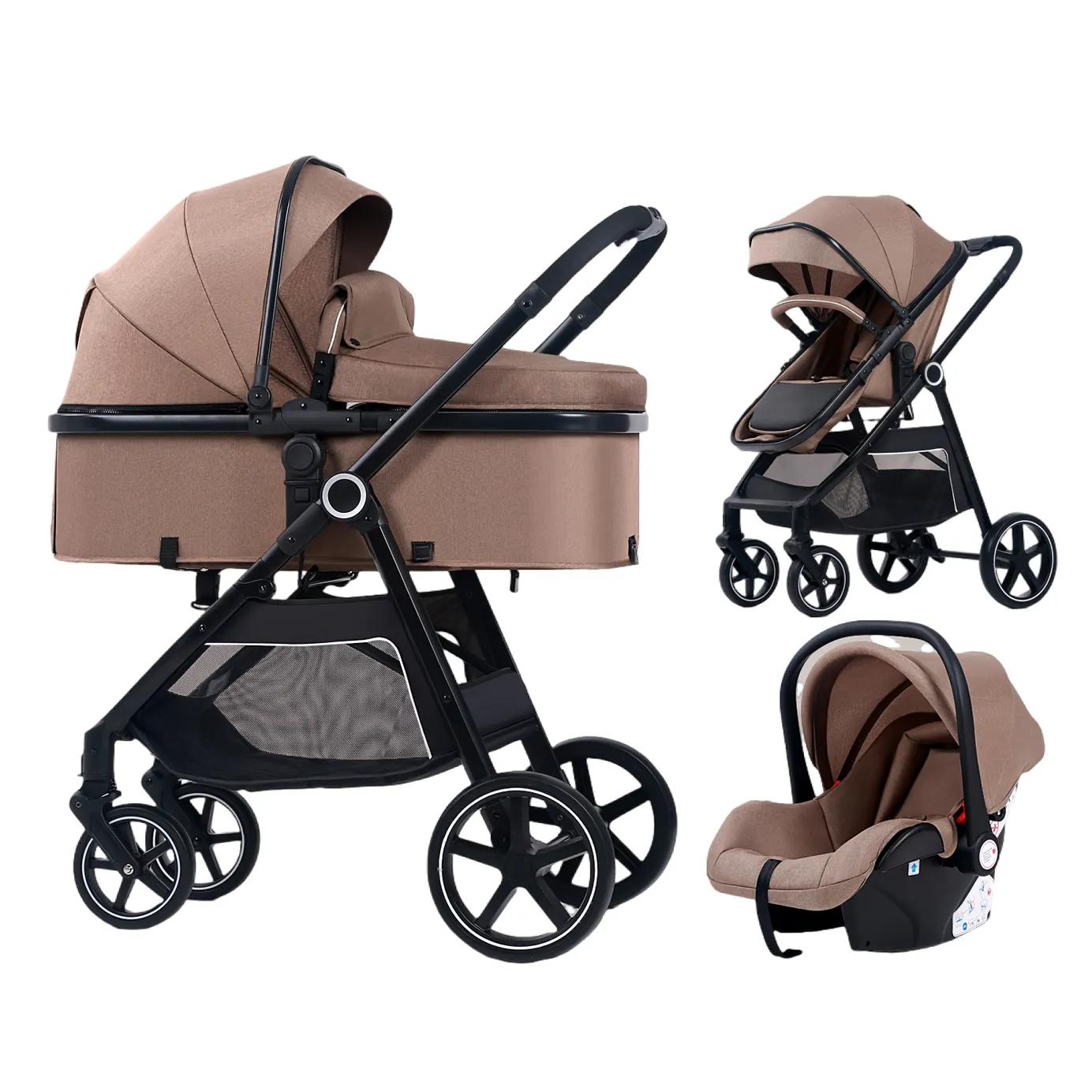 Luxury Baby Stroller High View Baby Pram Carrier Chinese Supplier Directly Sale 3 in 1 Leather baby carriers