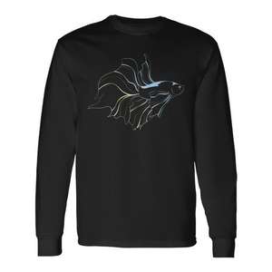 T-shirt à manches longues pour les amateurs de poissons Betta, design de poisson de combat siamois, thème d'aquarium - Product Image 1