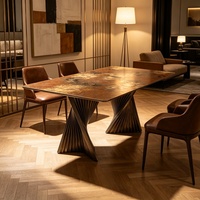 Table à manger rectangulaire en marbre naturel moderne de luxe sur mesure haut de gamme importée pour usage hôtelier
