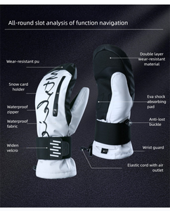 Gants de ski noirs à double couche Gants de neige d'hiver avec imperméable et résistant à l'usure avec gants intérieurs - Product Image 2