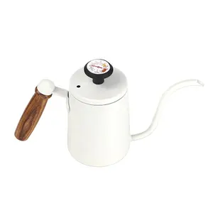 Gooseneck kahve su ısıtıcısı termometre Cafe paslanmaz çelik dökün Overl demlemek makinesi el damla Espresso Gooseneck Pot kahve su ısıtıcısı