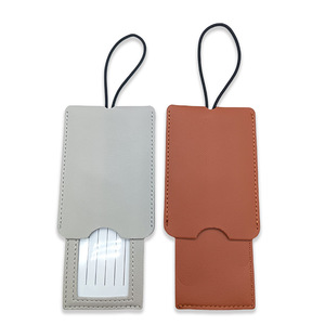 Etiqueta de cuero para equipaje, doble capa, PU, resistente al agua, portátil, color sólido, accesorio de viaje - Product Image 2