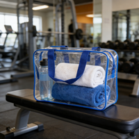 Sac de Douche en PVC Transparent en Gros, Pochette de Toilette Étanche Pratique pour les Voyages, l'Hôtel et la Salle de Bain à Domicile
