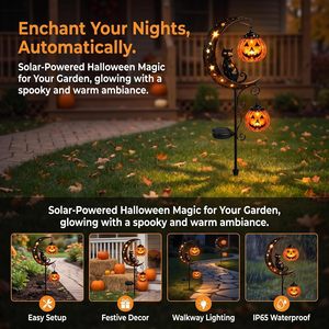 Luz Solar Decorativa para Jardín con Forma de Gato Negro, Calabaza y Luna para Halloween, Resistente al Agua y con Energía Solar - Product Image 2