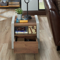 Table de chevet d'intérieur avec meuble de rangement en bois Table d'appoint moderne style minimaliste en béton