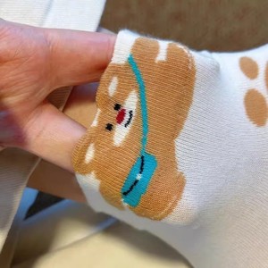 Women's Short <b>Socks</b> Summer Thin Breathable Sweat Absorbent Mid Calf Cute <b>Cartoon</b> Bear Pattern Casual Ankle <b>Socks</b> - Product Image 3