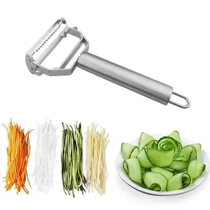 أداة مطبخ من الفولاذ المقاوم للصدأ سهلة الاستخدام مقشرة ومبشرة للخضراوات والفاكهة أدوات ضرورية للخضراوات والفاكهة