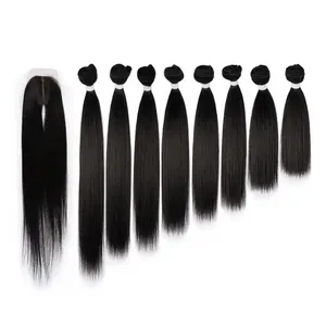 Rebecca fascio di capelli lisci Super lungo tessuto sintetico estensione dei capelli falso Yaki capelli lisci tessitura Bundle per le donne di colore