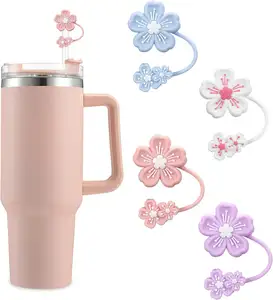 Penutup sedotan Sakura untuk cangkir 40 & 30 Oz, 10mm ujung sedotan silikon untuk Aksesori Tumbler