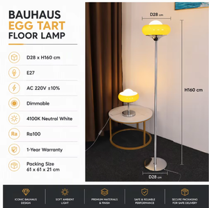 โคมไฟตั้งพื้นรูปทรงไข่สไตล์ Bauhaus ดีไซน์ทันสมัย สร้างสรรค์ โคมไฟตกแต่งรูปทรงไข่สไตล์เดนมาร์ก โคมไฟตั้งพื้น LED ทำจากเหล็กและแก้ว เหมาะสำหรับห้องนอนและห้องนั่งเล่น - Product Image 6