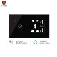 Smart Life Alexa Google commande vocale interrupteur tactile mural multifonction prise électrique universelle avec 2 USB 1/2/3 Gang
