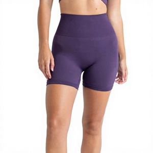 Conjunto de yoga morado de 2 piezas, top corto sin costuras, pantalones cortos de cintura alta, ropa deportiva para mujer, conjunto de entrenamiento - Product Image 4