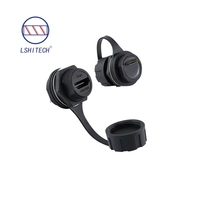 Konektor Panel Bulat Lshitech Tahan Air IP65 dengan Konektor Solder PCB Female, Tutup Anti Debu, dan Casing Nilon yang Tahan Lama