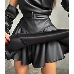 Robe en cuir artificiel pour femmes, robe élégante pour filles, robe de soirée pour femmes, robe sur mesure en une seule pièce - Product Image 2