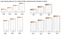 Couvercle en bambou borosilicate de 3000ml grands bocaux de stockage en verre ensemble boîte à thé en verre sucre café avec couvercle en bambou pour la cuisine