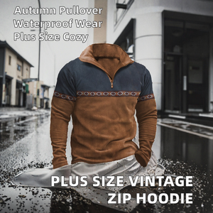 Men's Quarter Zip Fleece Pullover With Geometric Pattern Stand Collar Casual Winter <b>Top</b> Regular Fit <b>Brown</b> Blue <b>Long</b> <b>Sleeve</b> - Product Image 2