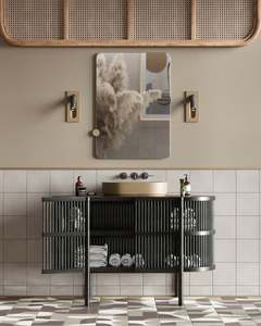 2025 Luxury European Style Floating <b>Bathroom</b> Vanities <b>Cabinet</b> Modern LED Mirror PVC/MDF Material Vanity Set <b>for</b> <b>Sale</b> Apartments - Product Image 1