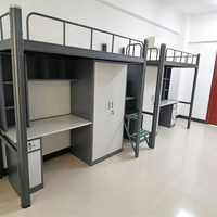 Lit mezzanine en métal réglable et peu encombrant avec bureau intégré et armoire – Lit multifonctionnel pour dortoir étudiant