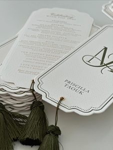 Cerimonia nuziale e ricevimento di lusso elegante carta di cotone fatta a mano stampa carte <span class=keywords><strong>Menu</strong></span> di nozze con nappa - Product Image 3