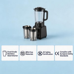 خلاط كهربائي طارد مركزي 110 فولت/220 فولت بقوة 1000 واط من الستانلس ستيل، عصارة ومحضرة طعام، قطاعة لحوم، مطحنة قهوة، ومحضر طعام متعدد الاستخدامات - Product Image 5