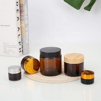 Pot cosmétique en verre ambré vide pour crème visage, 1oz, 2oz, 4oz, 5oz, 8oz, avec couvercle noir, blanc, or, argent