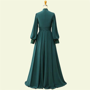 Abendkleid Smaragd Kaftan Ballkleid Perlen Formales Kleid Arabische Dubai Frauen Muslimische Hochzeits-Abendkleider - Product Image 4