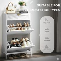Lemari Sepatu Lipat, Rak Pintu Masuk Putih Sempit dengan Organizer Berdiri Sendiri Bermotif Kayu Miring dengan Kompartemen yang Dapat Disesuaikan