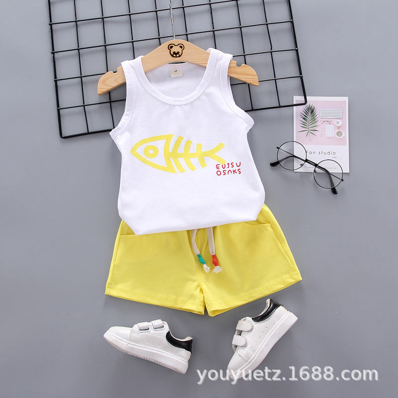 Ensemble gilet en arête de poisson jaune